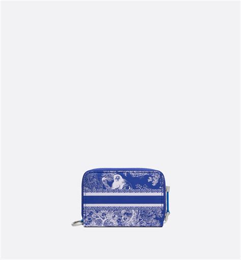 DiorTravel Detachable Card Holder Blue Toile de Jouy Technical 